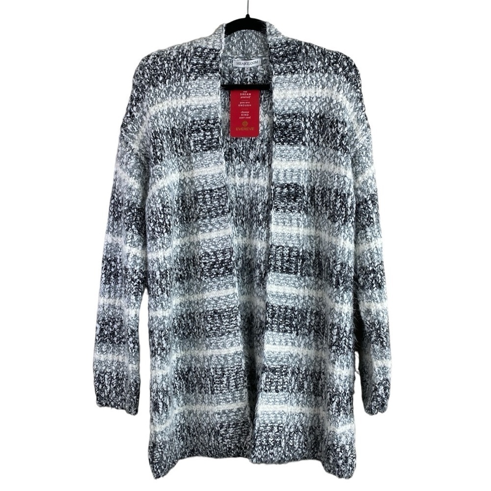 Heartloom Evereve Mila Multi Striped Open Front Long Sleeve‎ Cardigan Sweater M